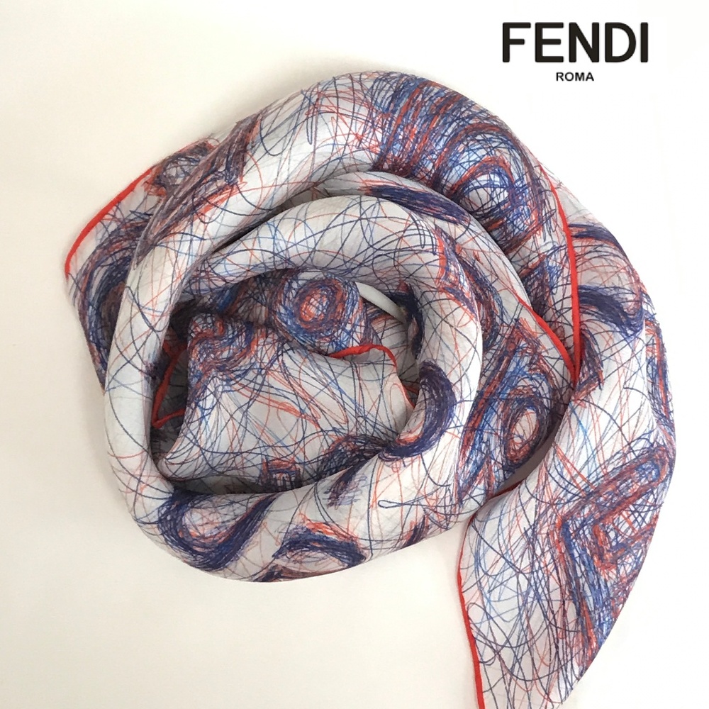 FENDI letters logo square scarf 22"